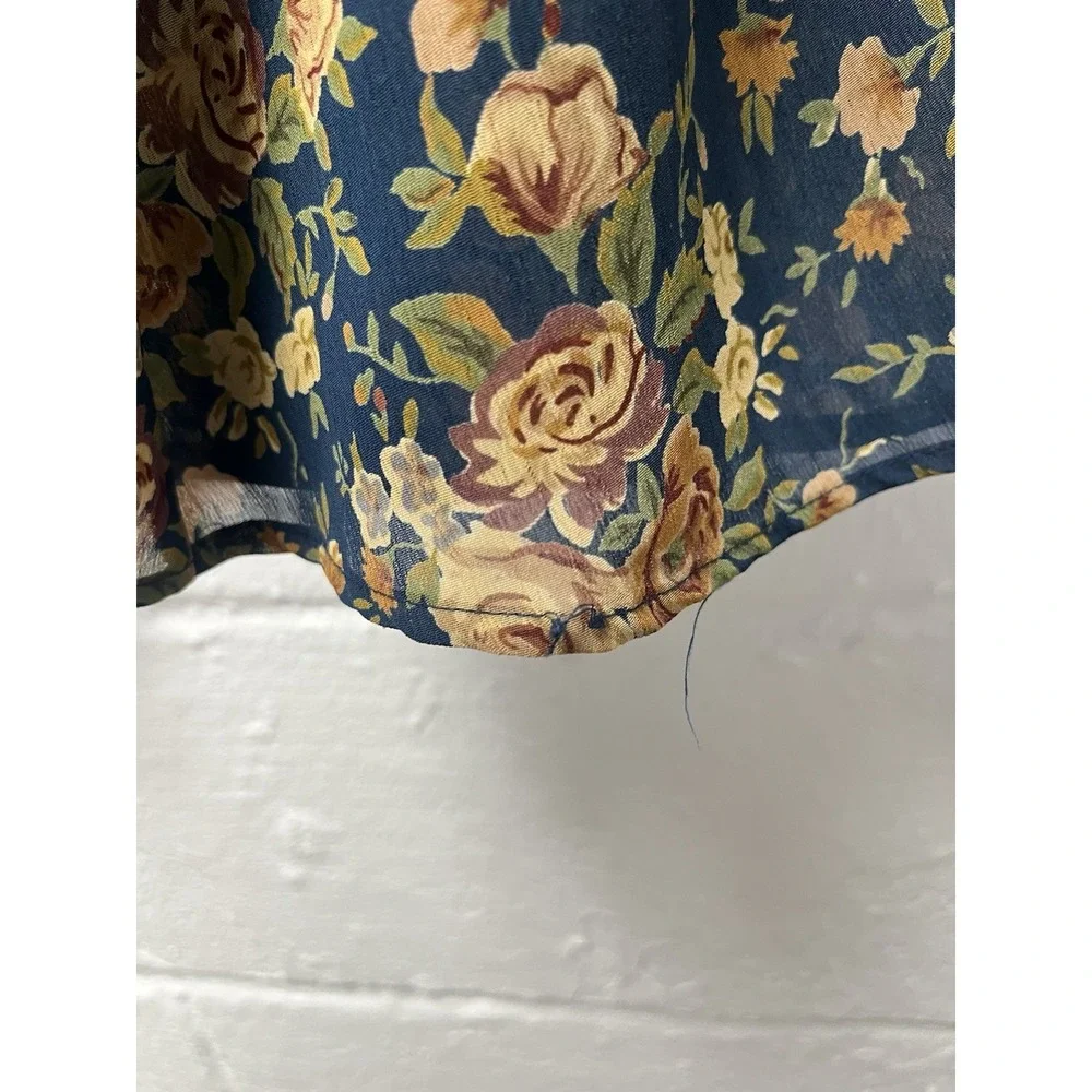 Vtg Liz Claiborne LizSport Blue Floral Maxi Skirt sz 16 Rose Tiered 90s Fairy‎ - Picture 6 of 10